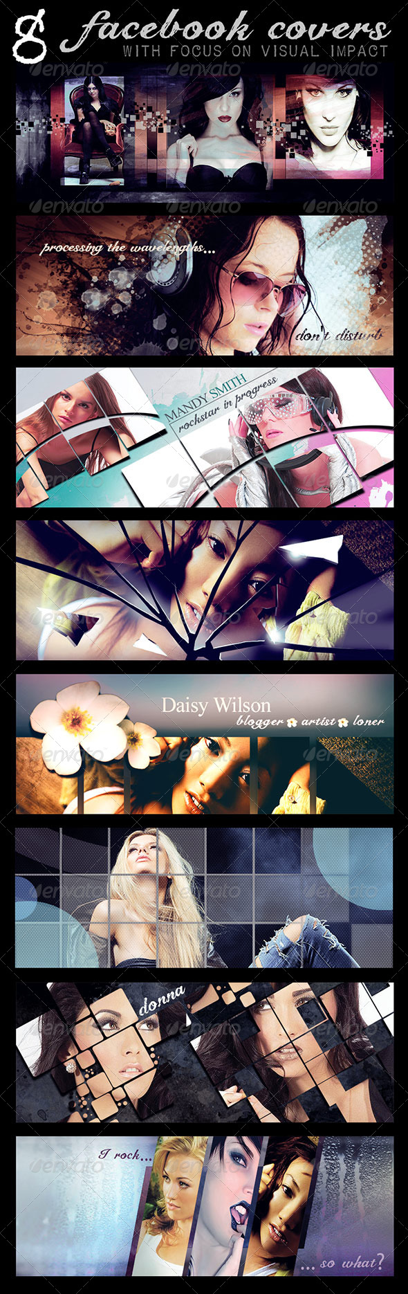8 Facebook Canvas Templates - Facebook Timeline Covers Social Media