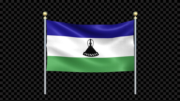 Lesotho Flag Waving In Double Pole Looped alt