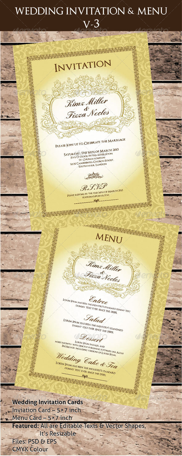 Wedding Invitation & Menu Cards V-3 - Invitations Cards & Invites
