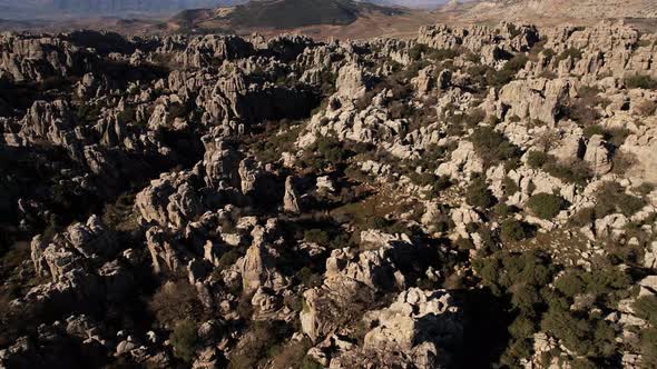 Nature reserve in the Sierra del Torcal mountain with amazing rock formations alt