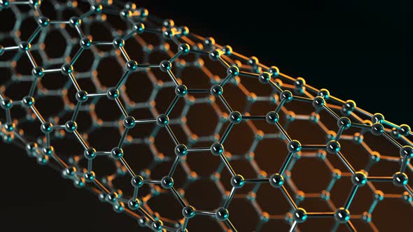 Blue nanotubes nanostructure loopable animation. Science research and technology alt