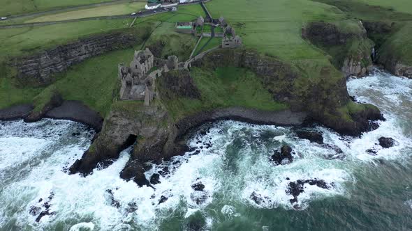 Aerial View of Dunluce Castle County Antrim Northern Ireland alt