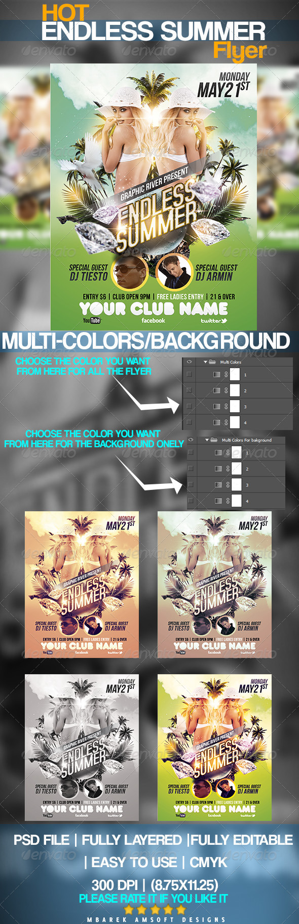 Endless Summer Flyer Template - Clubs & Parties Events