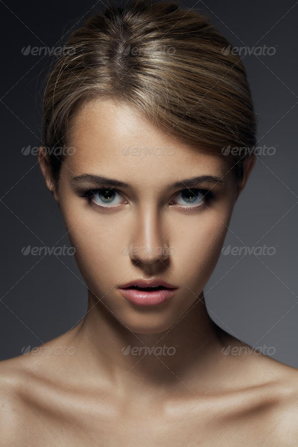 Fashion Portrait. Beautiful Woman Face - Stock Photo - Images