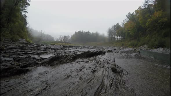 Rainy day with rocks in mountain