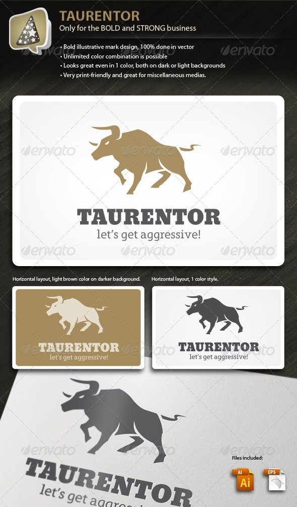Taurentor - Bold and Strong Mark for your Business - Animals Logo Templates