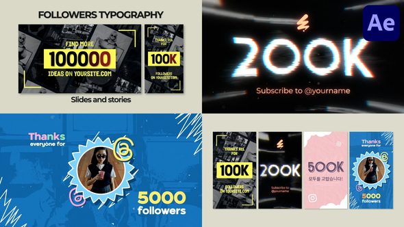 Social Media Followers Typography for After Effects Titles template preview