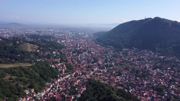 Aerial Drone View of Brasov Romania