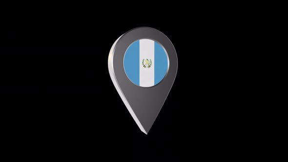 3d Animation Map Navigation Pointer With Guatemala Flag With Alpha Channel  - 2K alt