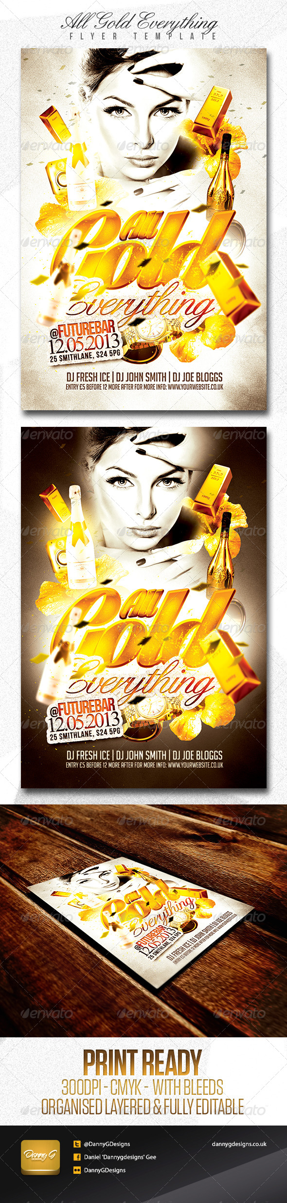 All Gold Everything Flyer Template - Clubs & Parties Events