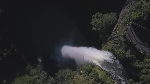 Top-down view of beautiful waterfall