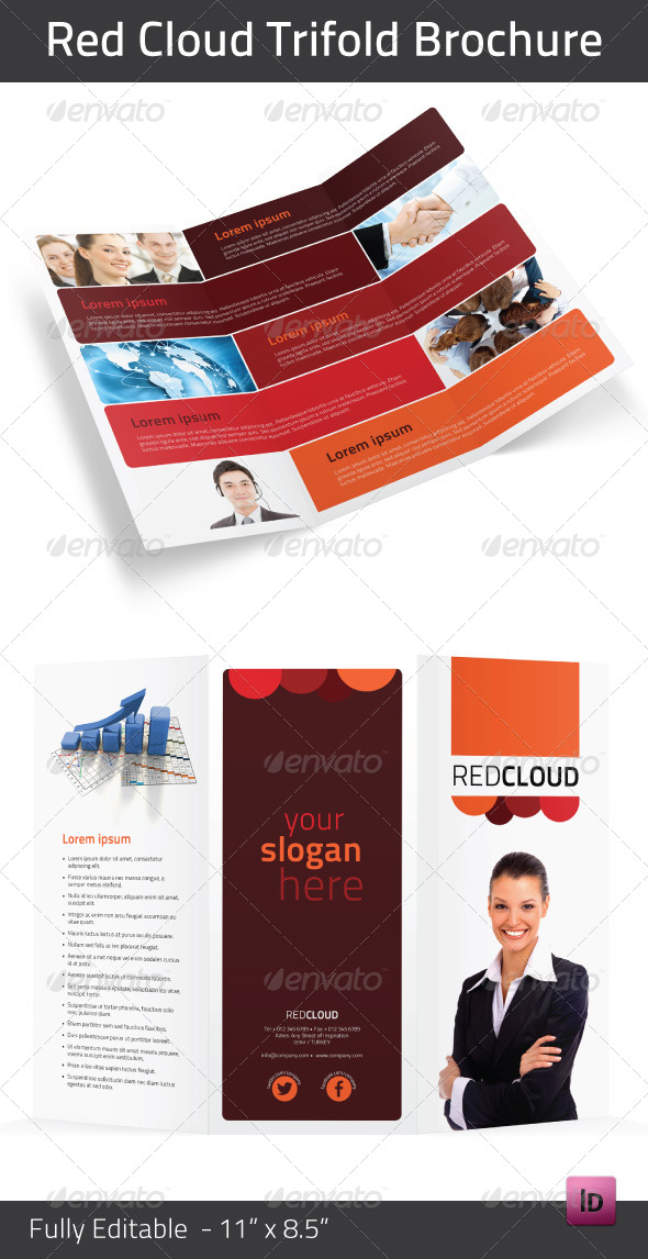 Red Cloud Trifold Brochure - Brochures Print Templates
