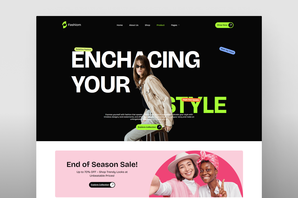 Fashion Ecommerce Website Trendy Clothing Website Fashion Store