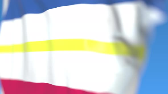 Flying Flag of Mecklenburg-Vorpommern a State of Germany alt