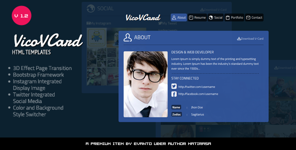 Vico V Card - Roundabout Resume Template by matirasa | ThemeForest