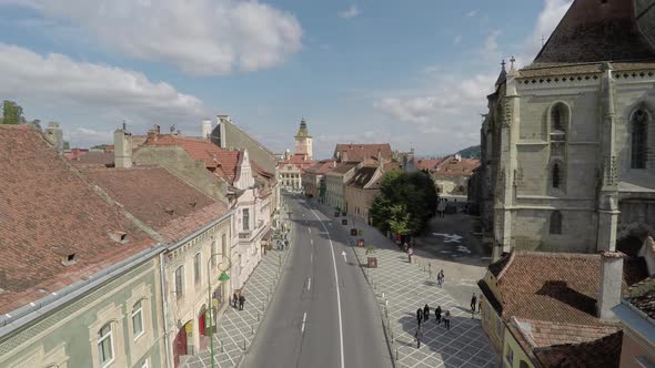 Aerial view of George Baritiu Street in Brasov 