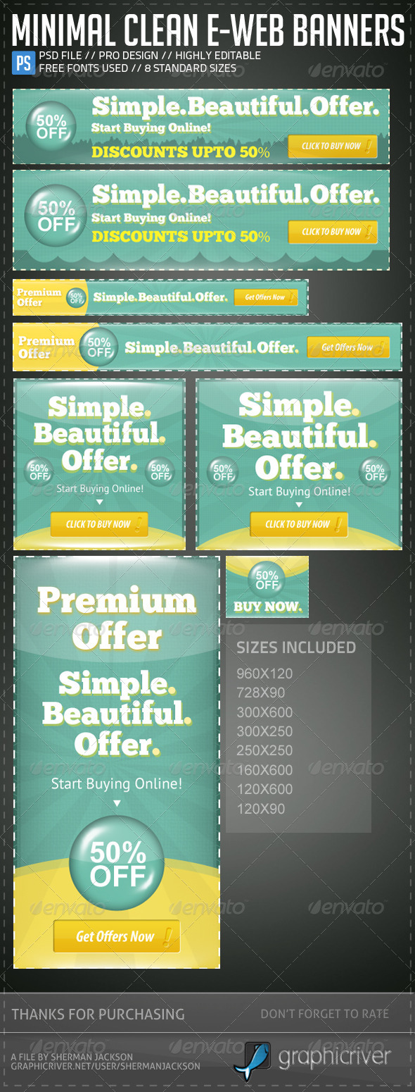 Minimal Clean E-Web Banners & Ads - Banners & Ads Web Elements