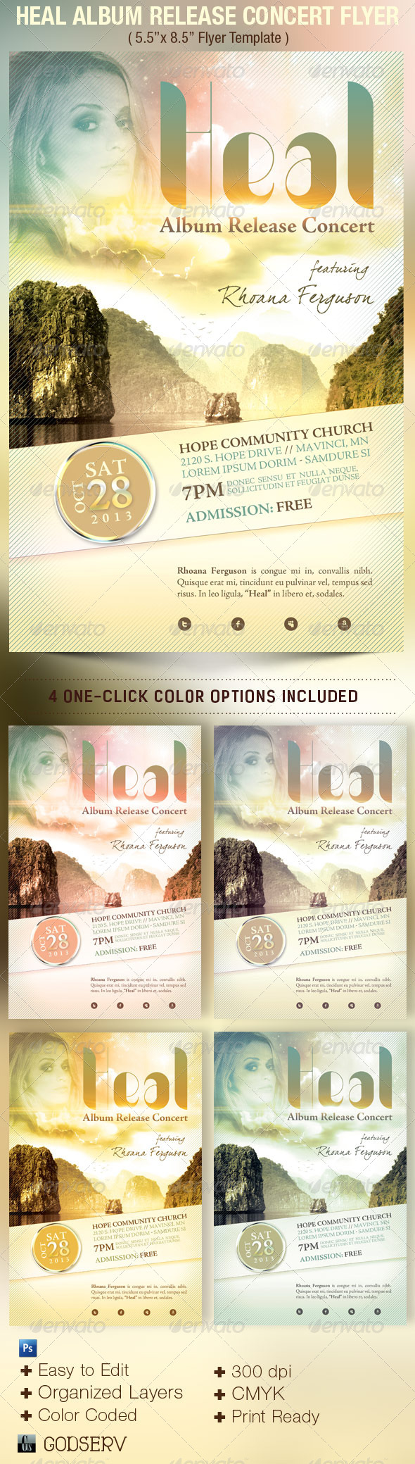 Heal Album Release Concert Flyer Template - Church Flyers