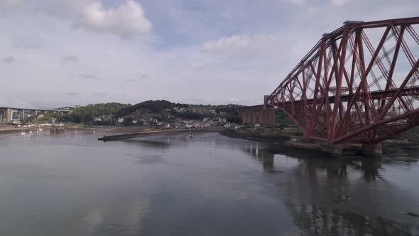 Forth Rail Bridge at track level, flying in a forward motion from South to North, looking towards No alt