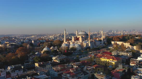 Aerial View of Hagia Sophia Ayasofya Camii in Istanbul