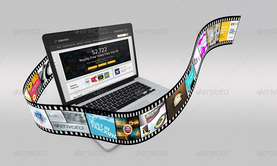 Download Laptop with Film Strip Mockup by themedia | GraphicRiver