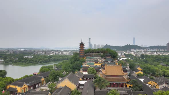 Aerial Jinshan Temple in Zhenjiang alt