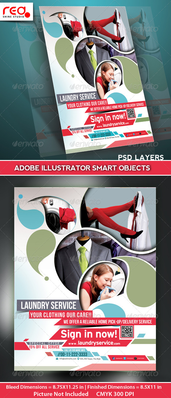 Laundry Service Flyer Poster Magazine Template by ...