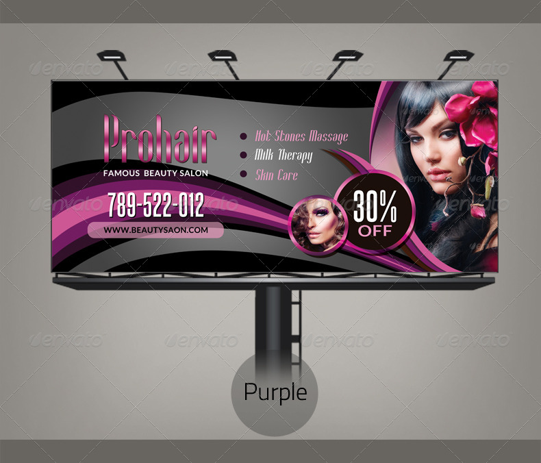 Golden Beauty Salon - Billboard Template by katzeline | GraphicRiver