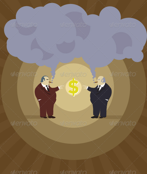Retro Big Bosses Making Money - People Characters