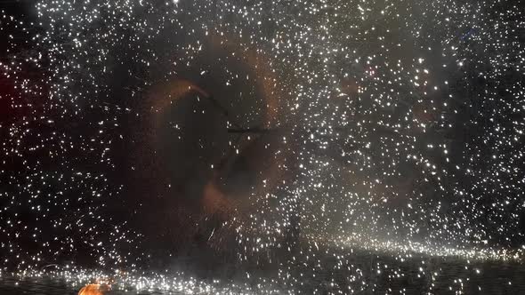 Fire Show Performance at Night alt