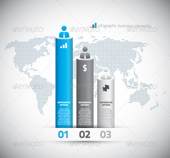 Infographic Business Graph with Options and World - Infographics