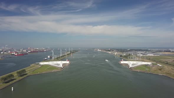 Deltaworks Maaslandkering Maesland barrier near Rotterdam in the Netherlands alt