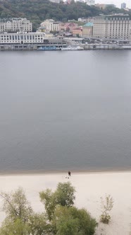 Vertical Video Aerial View of the Dnipro River  the Main River of Ukraine alt