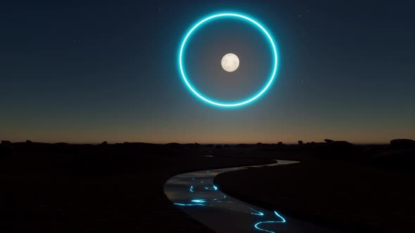 Sci Fi Landscape Space Futuristic Planet Future Digital Technology Neon Circle alt