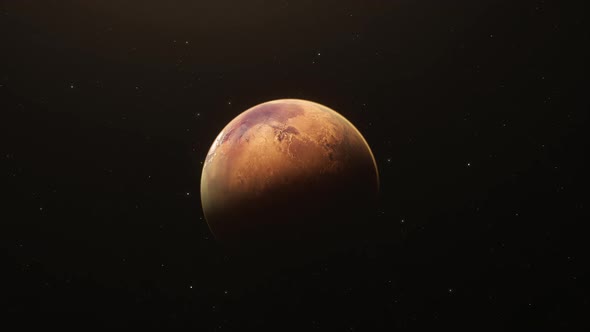 Planet mars sun rise isolate on dark.