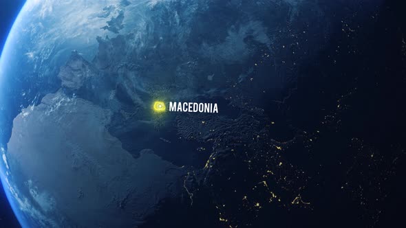 Earh Zoom In Space To Macedonia Country Alpha Output