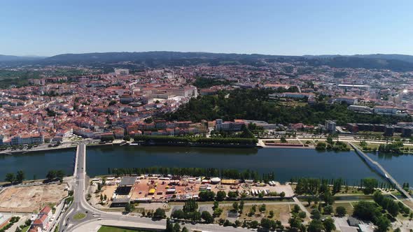 Fly Above River Mondego in Coimbra alt