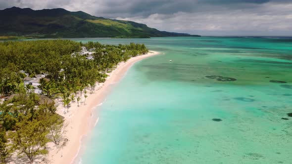 View From the Height of the Snowwhite Beach of Le Morne on the Island of Mauritius in the Indian