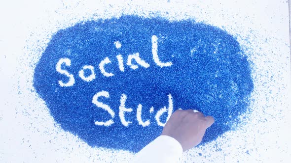 Indian Hand Writes On Blue Social Studies