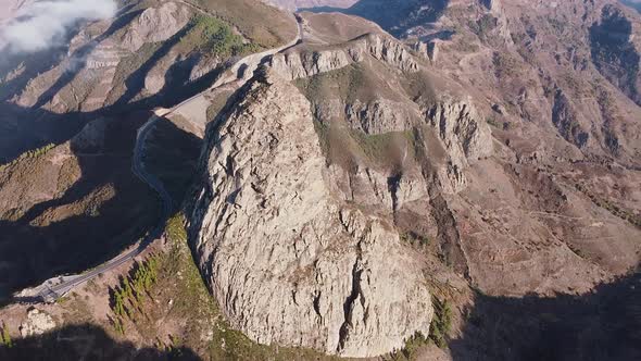 Aerial View of Roque Agando, Bordering Garajonay National Park, La Gomera, Canary Islands, Spain, alt