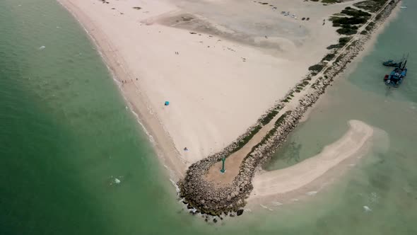 Aerial asending view of lighthouse in Yucatan Mexico alt