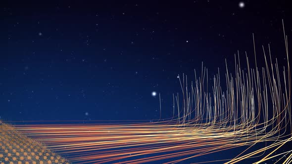 Concept of cells transforming in space into tracks and particles alt