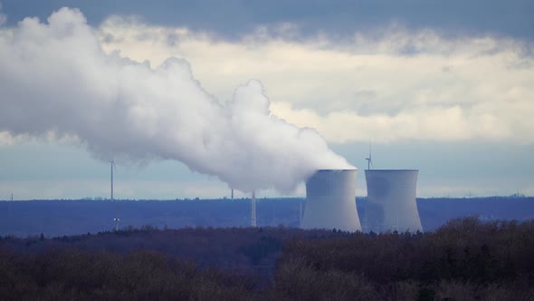 View to Nuclear Power Plant Gundremmingen Germany One Day Before Shut Down