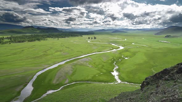 Vast Meadow and River in Central Asia Geography alt