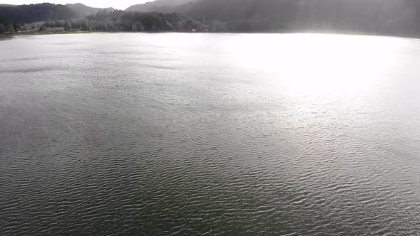 Sunrise view of Lagoa Das Furnas, Furnas Lake,  San Miguel island, Azores alt