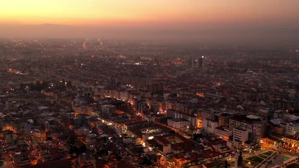 City And Sunset Aerial Hyperlapse