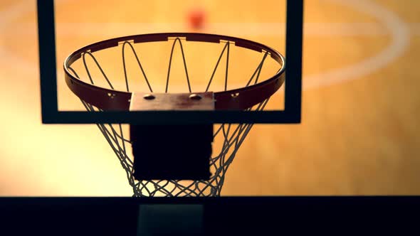 Basketball Backboard Basket, hoop and net on the empty court. Team sport. HD