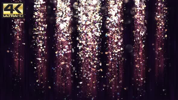 Abstract Royal and Red Particle Confetti and Glitter Curtain 4k