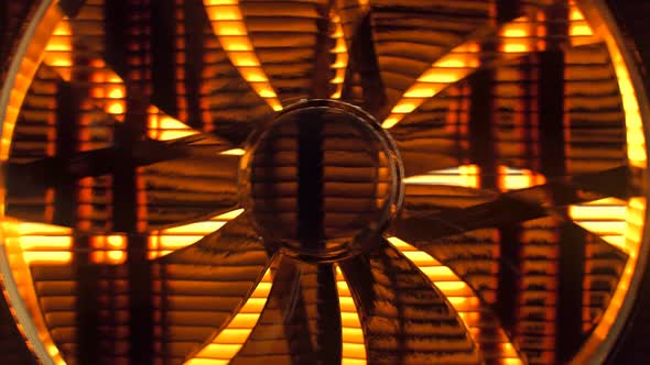 CPU fans array. Endless rows of cooling computer CPU fans. Orange light. 4k alt