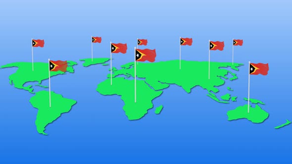 Flag Of East Timor Wavy Animated On Earth alt